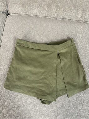 Forever 21 Suede Olive Green Wrap Skort